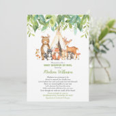 Invitation Baby shower virtuel Tribal Woodland Mail Greenery (Debout devant)