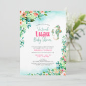 Invitation Baby shower virtuel tropical Luau Seahores (Debout devant)