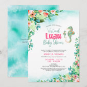 Invitation Baby shower virtuel tropical Luau Seahores (Devant / Derrière)