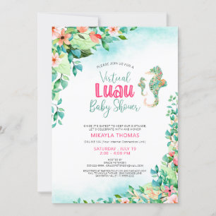 Invitation Baby shower virtuel tropical Luau Seahores