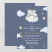 Invitation Baby shower virtuel Twinkle Little Star Elephant (Devant / Derrière)