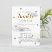 Invitation Baby shower virtuel Twinkle Little Star Grey (Debout devant)