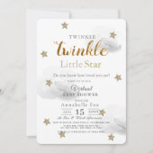 Invitation Baby shower virtuel Twinkle Little Star Grey (Devant)