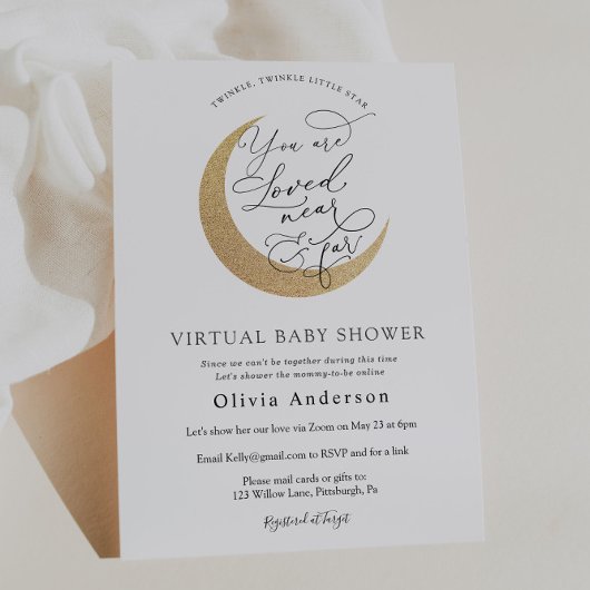Invitation Baby shower virtuel Twinkle Star et la lune