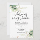 Invitation Baby shower Virtuel Vert Et Or (Devant)