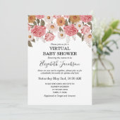 Invitation Baby shower virtuel vintage Florals (Debout devant)