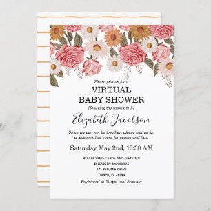 Invitation Baby shower virtuel Vintage Florals