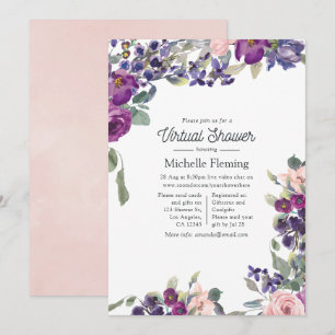 Invitation Baby-shower virtuel Violet, prune et rose