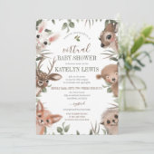 Invitation Baby shower virtuel Woodland Greenery (Debout devant)