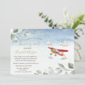 Invitation Baby-shower virtuelle d'avion par la poste (Debout devant)