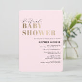 Invitation Baby shower VIRTUTAL simple rose et or (Debout devant)