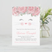 Invitation Baby shower visage de chat (Debout devant)
