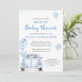 Invitation Baby shower Voiture Bleu Ballots (Debout devant)