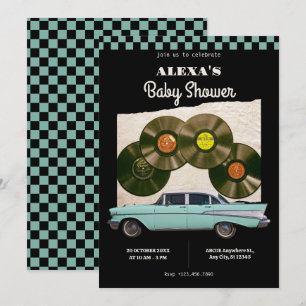 Invitation Baby shower voiture rétro classique
