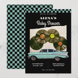 Invitation Baby shower voiture rétro classique