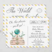 Invitation Baby shower Voyage dans le monde de l'aventure neu (Devant / Derrière)