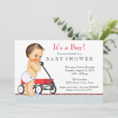 Invitation Baby-Shower Wagon Rouge (Debout devant)
