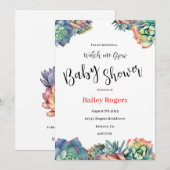 Invitation Baby shower "Watch Me Grow" (Devant / Derrière)