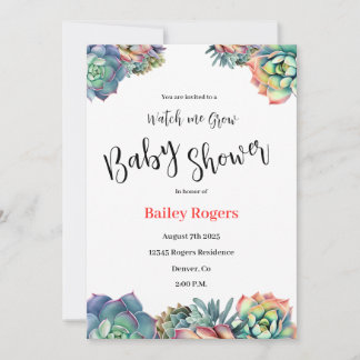 Invitation Baby shower "Watch Me Grow"