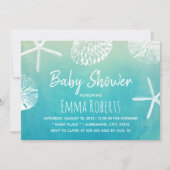 Invitation Baby shower Watercolor Beach Seashells (Devant)