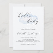 Invitation Baby shower Watercolor Blue Cloud (Devant)