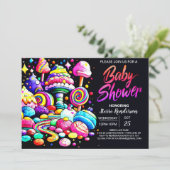Invitation Baby shower Watercolor Candyland (Debout devant)