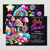 Invitation Baby shower Watercolor Candyland (Devant / Derrière)