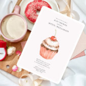 Invitation Baby shower Watercolor Cherry Cupcake