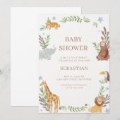 Invitation baby shower watercolor forest animals (Devant / Derrière)