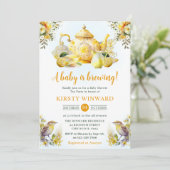 Invitation Baby shower Watercolor Lemon Tea Party (Debout devant)