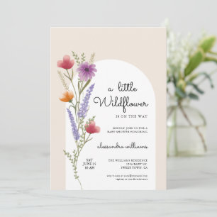 Invitation Baby shower Watercolor Little Fleur sauvage