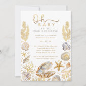 Invitation Baby shower Watercolor Ocean Little Pearl (Devant)