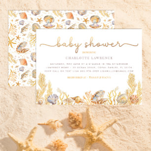 Invitation Baby shower Watercolor Ocean Little Pearl