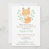 Invitation Baby shower Watercolor Woodland Fox (Devant)