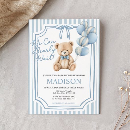 Invitation Baby Shower We Can Bearly Wait