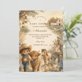 Invitation Baby Shower Western Boho Garçon Rustique (Debout devant)