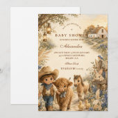 Invitation Baby Shower Western Boho Garçon Rustique (Devant / Derrière)