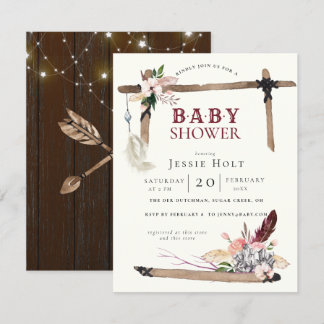 Invitation Baby shower Western Boho Style2