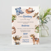 Invitation Baby shower Western Boy vintage numérique (Debout devant)