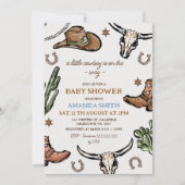 Invitation Baby shower Western Brown Western Cowboy (Devant)