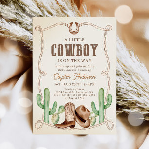 Invitation Baby shower Western Cowboy Boy