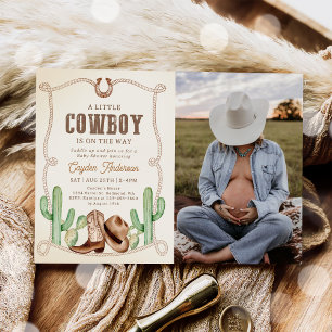 Invitation Baby shower Western Cowboy Boy Photo