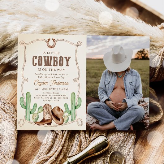 Invitation Baby shower Western Cowboy Boy Photo