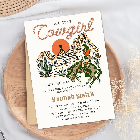 Invitation Baby shower Western Cowgirl