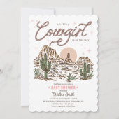 Invitation Baby shower Western Cowgirl Scalloped Edge (Devant)