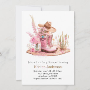 Invitation Baby shower Western Fleur sauvage Adventure Cowgir