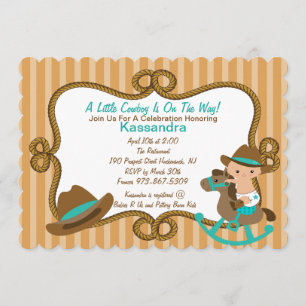 Invitation Baby shower Western Little Green Cowboy
