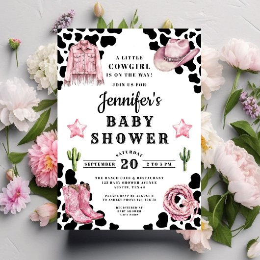 Invitation Baby shower Western Pink Cowgirl