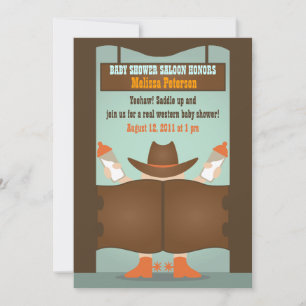 Invitation Baby shower Western Saloon