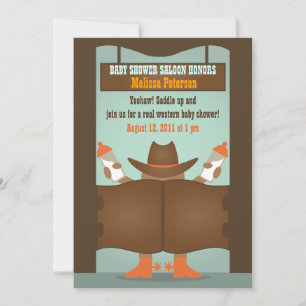 Invitation Baby shower Western Saloon - Afro-Américain